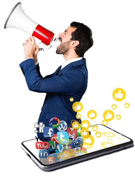 Digital-Marketing-by-Tejom-Digital-a data driven digital marketing agency showing a-man-with-a-mic--announcing-customized-communication-across-digital-channels